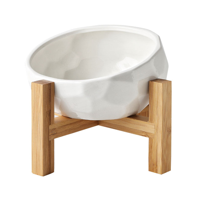 Pet bowl oblique mouth cat bowl food bowl dog bowl method bucket food bowl - 0 - CJ - White - CJJJCWMY01524 - White