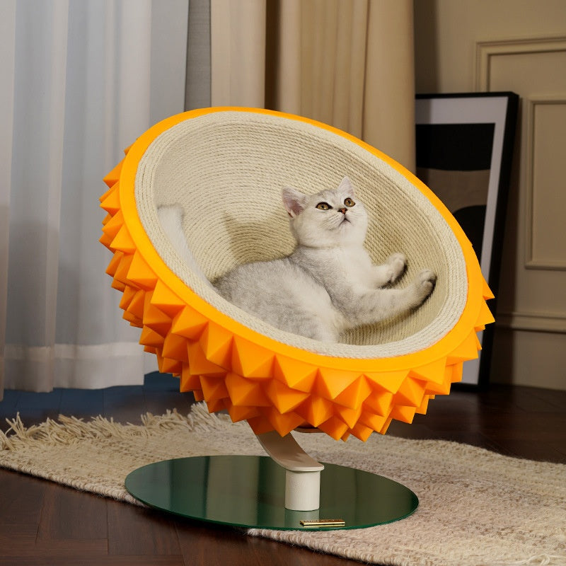 Durian Shape Cat Scratching Bed Cat House - Comfortable Sisal Rope Scratching Board With PVC Plastic Combination, 3 In 1 Cat Resting Bed - Suitable For Cat Claw Care, Cute And Sturdy Assembled Pet Fur - 5 - CJ