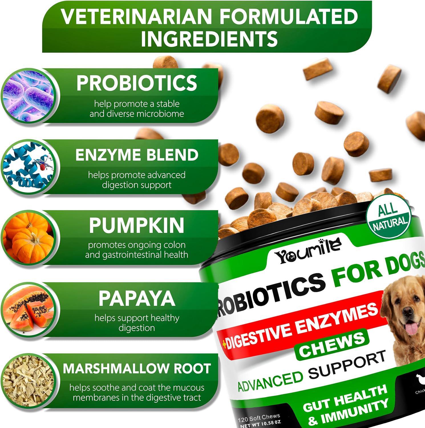 Youmile Probiotics For Dogs Soft Chews For Seasonal Allergies, Gut, And Digestive Health. Vet - Reviewed, Premium - Quality Ingredients - Supplements Dog Vitamin Hip And Joint Supplement - 5 - CJ