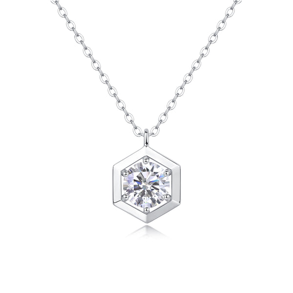 1Geometric - A Fashionable And Luxurious Diamond Jewelry Pendant Set With 1 - carat Moissanite S925 Sterling Silver Prohibit TikTok sales - 5 - cj