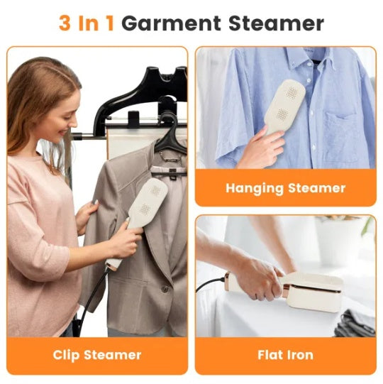 3 In 1 Travel Steamer For Clothes, 1000W Handheld Garment Steamer With 180 Rotating Head - Flat Iron, Hanging & Clip Steamer, Dry Wet Ironing, 20OZ Leak - Proof Tank, Lightweight For Travel Home - 5 - CJ
