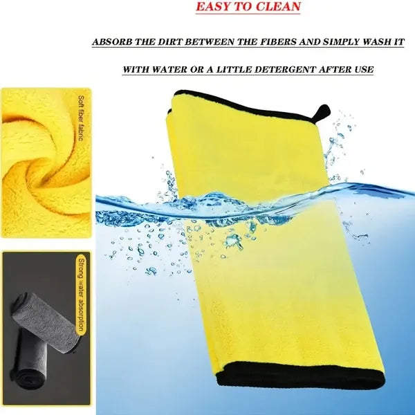Thickened Coral Velvet Microfiber Car Wash Towel - Instant Absorption & Quick - Dry, Scratch - Free For All Cars, High - Quality Non - Woven Fabric, Reinforced Seams, Multi - Surface Use For Home & Auto Care, M - 5 - CJ