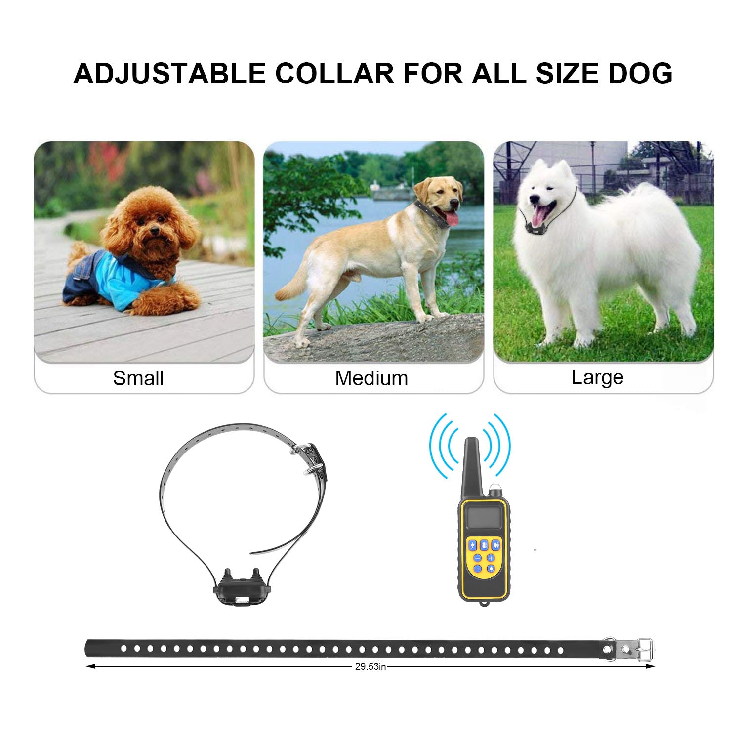 1Pc Dog Training Collar With Remote IP67 Waterproof Pet Trainer 300mAh Rechargeable 875 Yard Remote Control 4 Modes Adjustable Level - 5 - CJ