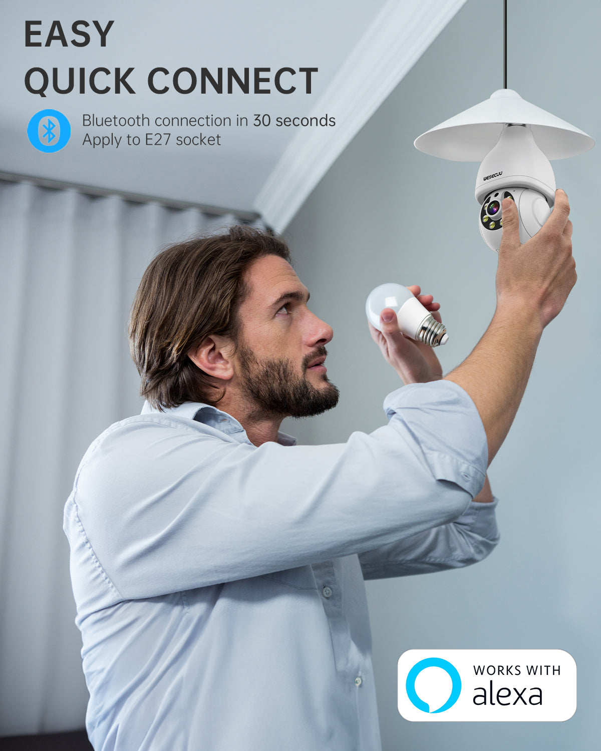 1080p Ptz E27 Socket Bulb Camera 360 Degree Cmos Sensor Network Camera Cctv Security Light Bulb Camera - 5 - CJ