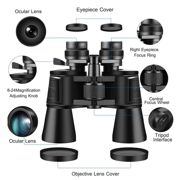 Portable Zoom Binoculars With FMC Lens Low Light Night Vision For Bird Watching Hunting Sports - 5 - CJ