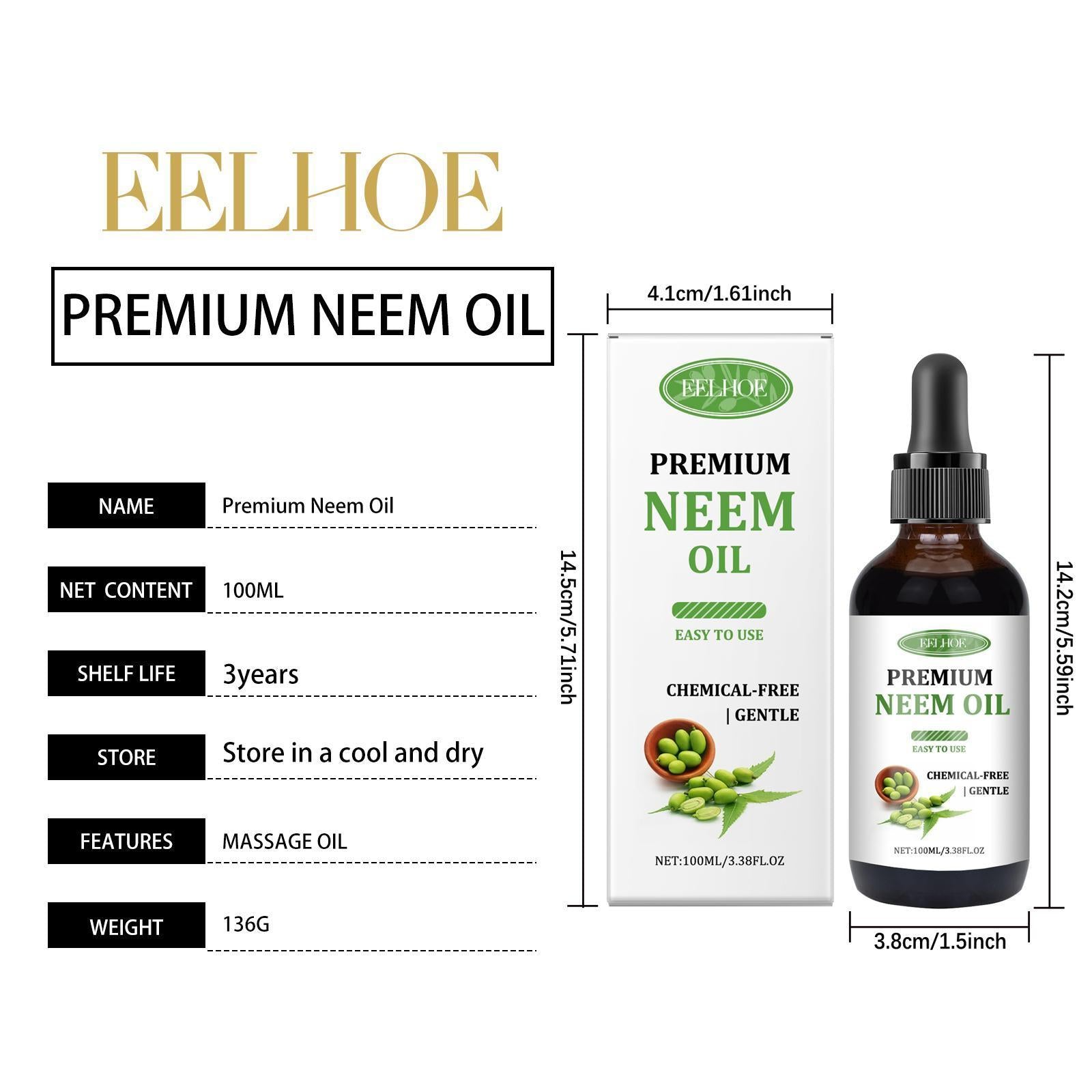 Yihe Neem Oil Care Essential Oil Nourishes Scalp Skin Neem Oil Massage Oil - 5 - CJ