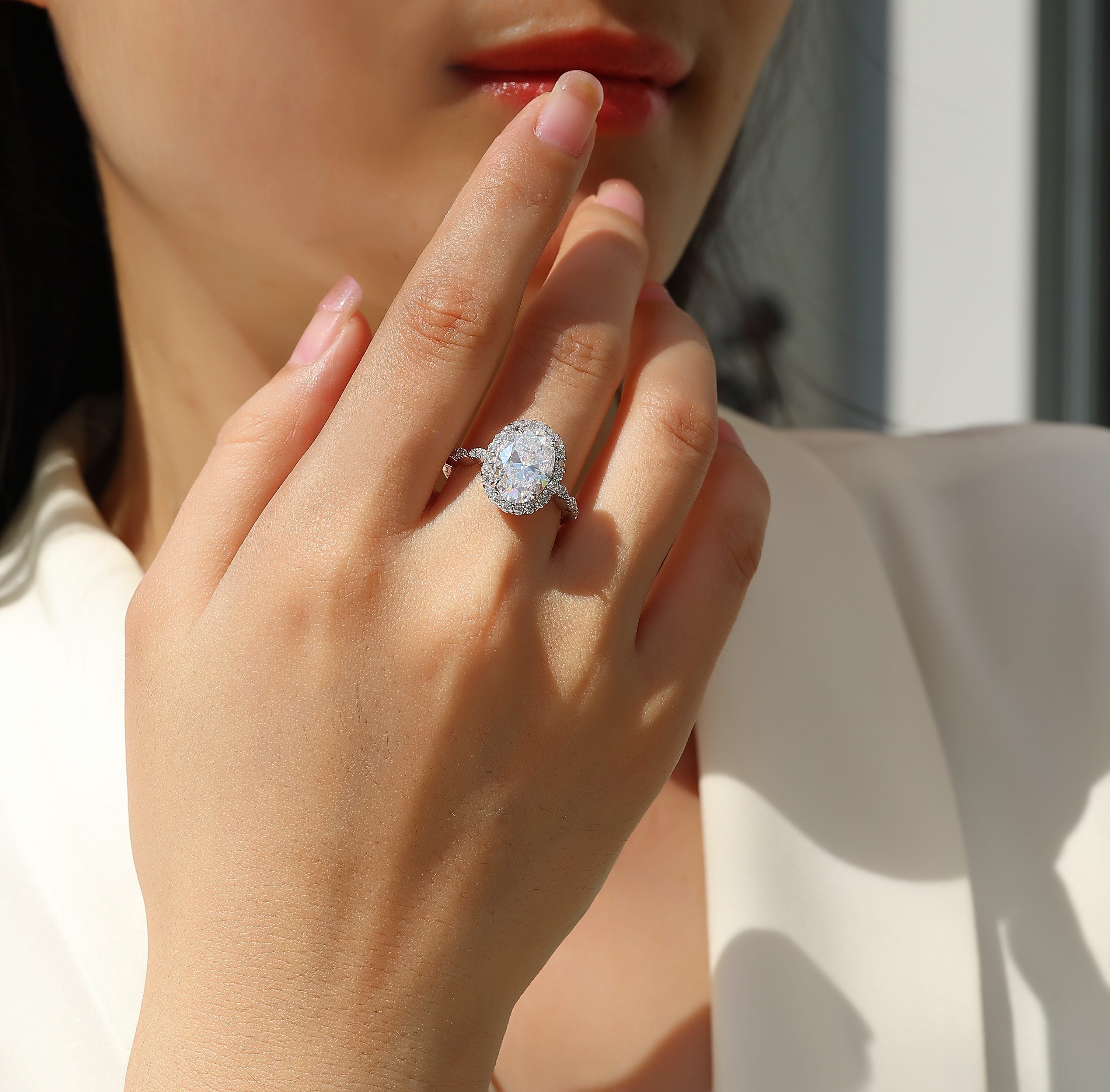 1Bright Moon - A Fashionable Diamond Jewelry Piece Set With Moissanite S925 Sterling Silver And Platinum - plated Diamond Ring Prohibit TikTok sales - 5 - CJ