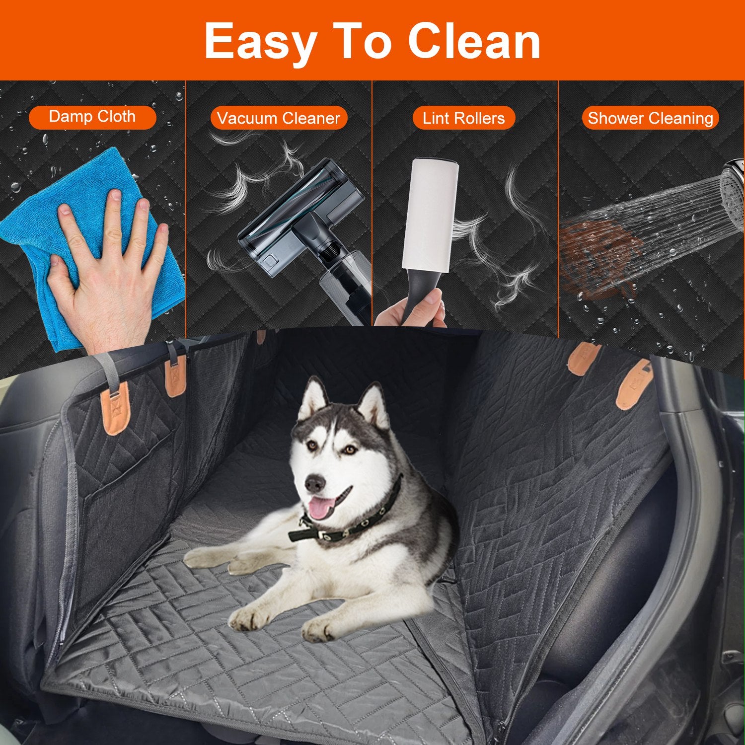 1Pc Dog Car Seat Cover For Back Seat Waterproof Oxford Cloth Seat Cover Hammock Non - Slip Scratchproof Back Seat Extender With Side Flap Mesh Window Storage Bag For Car SUV Truck - 5 - CJ