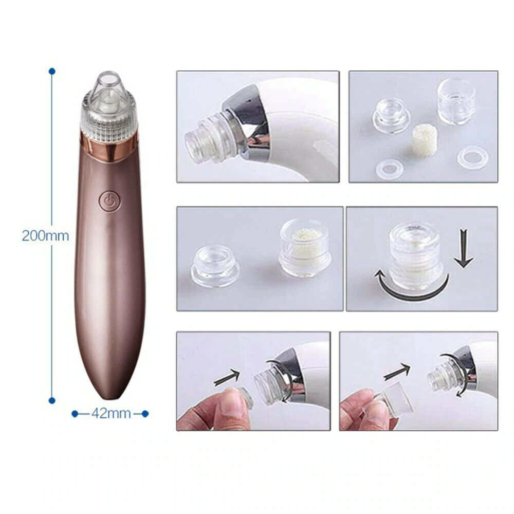 Electric Blackhead Vacuum Pore Cleaner Acne Pimple Remover Strong Suction Tool Electric Blackhead Remover Pore Vacuum Suction Diamond Dermabrasion Face Cleaner - 5 - CJ
