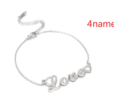 Personalized DIY Custom Name Bracelet Stainless Steel - 7 - CJ - Silver 4 name - Adult - CJSL118669325YB