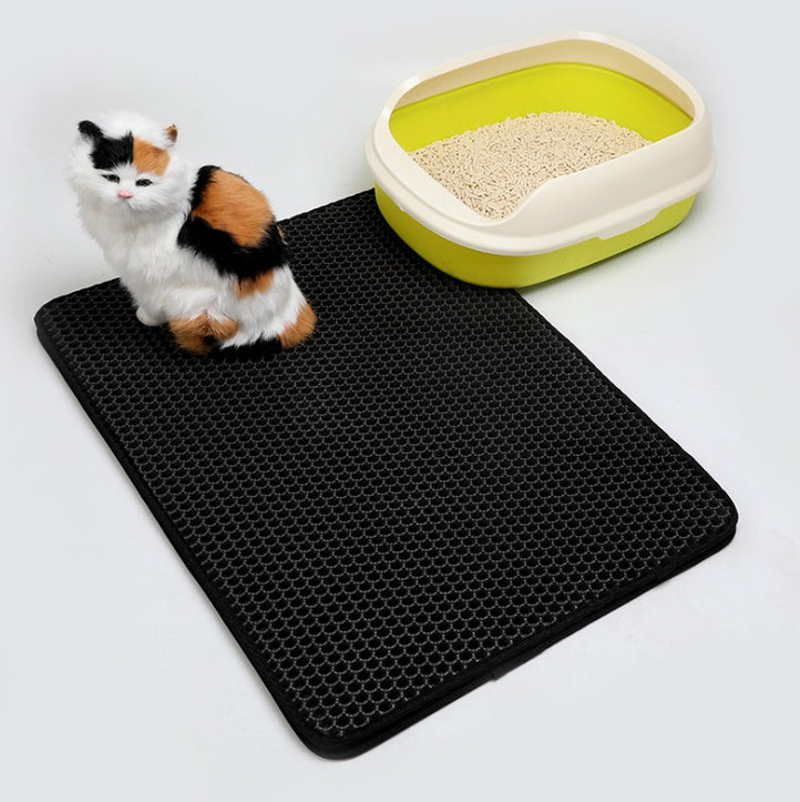 Pet Cat Litter Mat Pet Supplies EVA Double Cat Litter Mat - 0 - CJ - black - L - CJJJCWMY00201 - black - L - 45x60cm