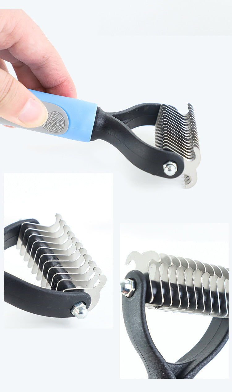 Stainless Double - sided Pet Brush Hair Removal Comb Grooming Dematting Dog Grooming Shedding Tools - 0 - CJ