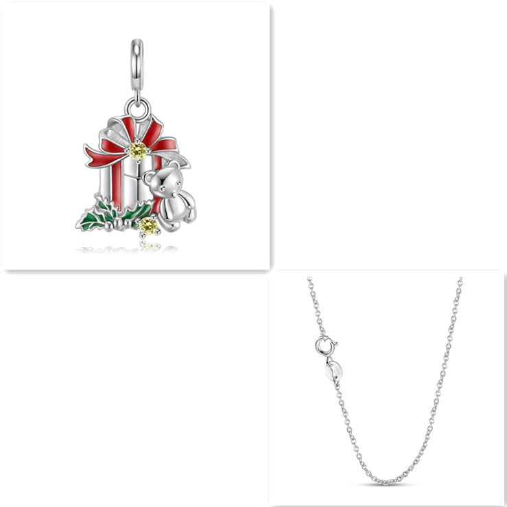925 Sterling Silver Bear Bell Necklace Fashion Christmas Jewelry - 4 - CJ