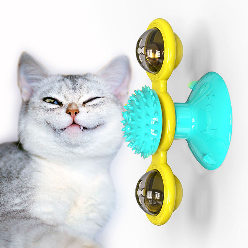 Cat Rotating Windmill Multi - Function Toys Itch Scratching Device Teeth Shining Toy - 0 - CJ