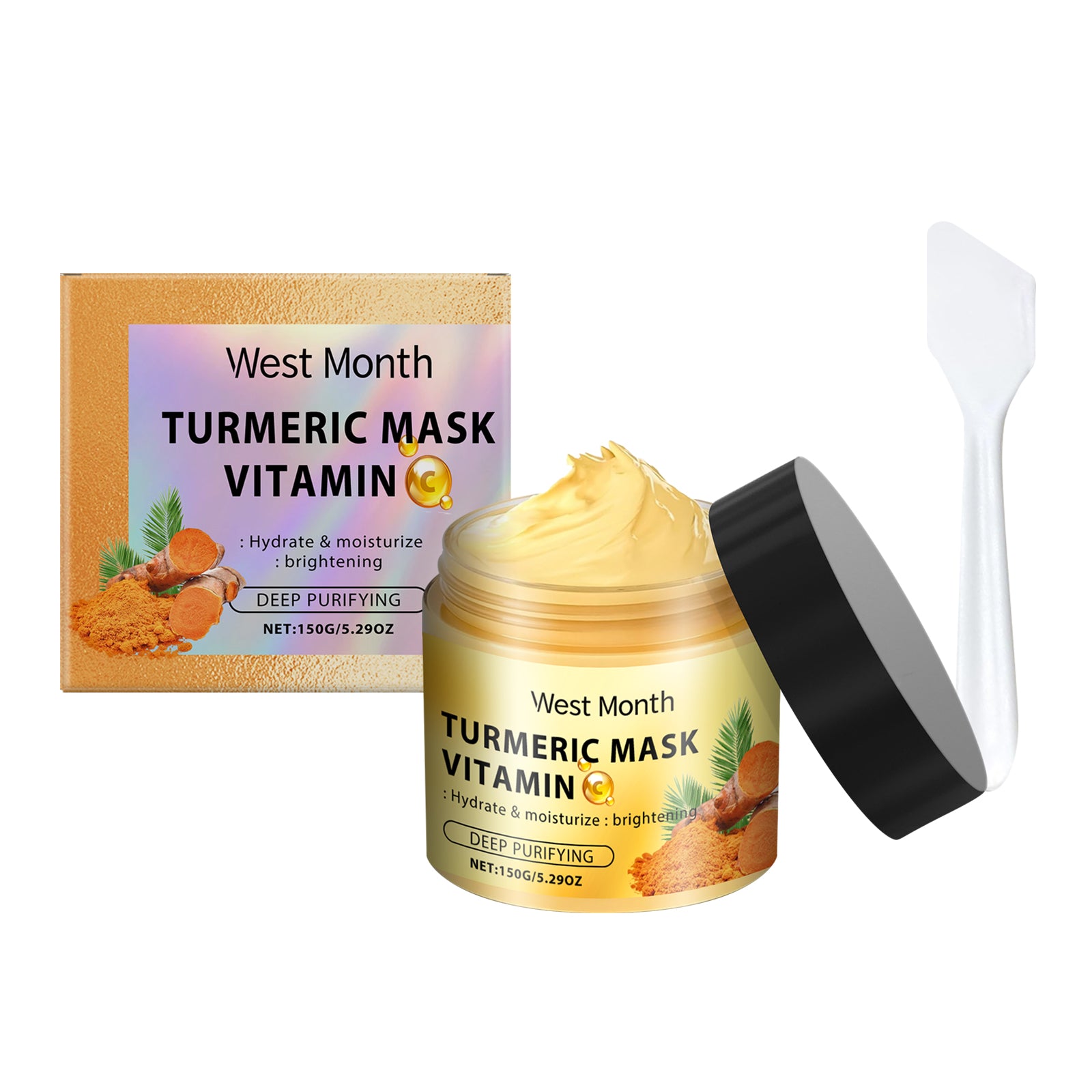 West&Month Vitamin C Turmeric Mud Mask Facial Cleansing, Hydrating, Moisturizing And Firming Skin Smear Vitamin C Mud Mask - 5 - CJ