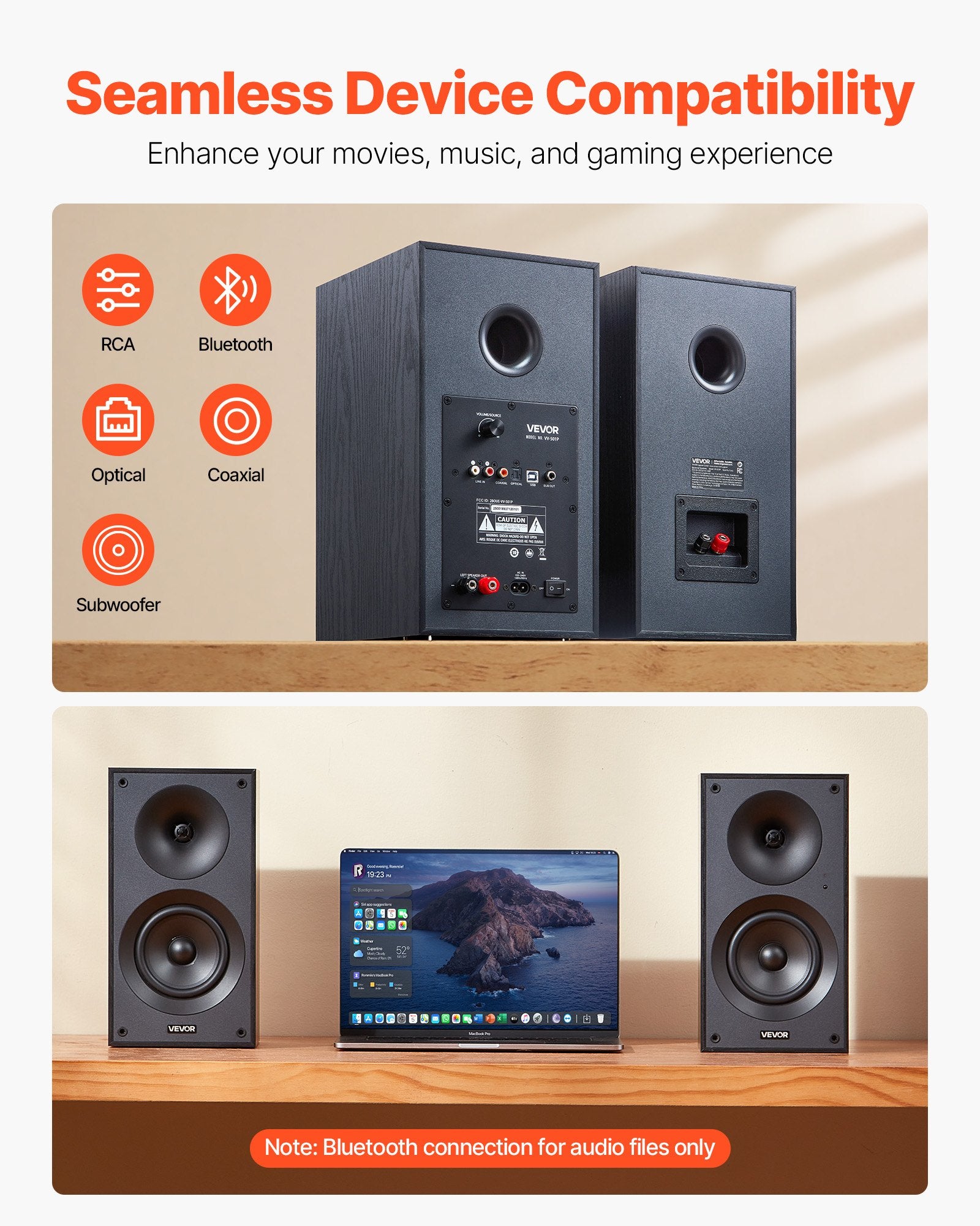Active Powered Bookshelf Studio Monitor Speakers 25W X2 Bluetooth Coaxial Stereo - 5 - CJ