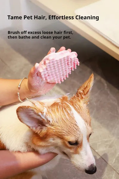 Dog Bath Brush,Pet Bath Comb Brush Soothing Massage Rubber Comb,Pet Bathing Brush - 5 - CJ