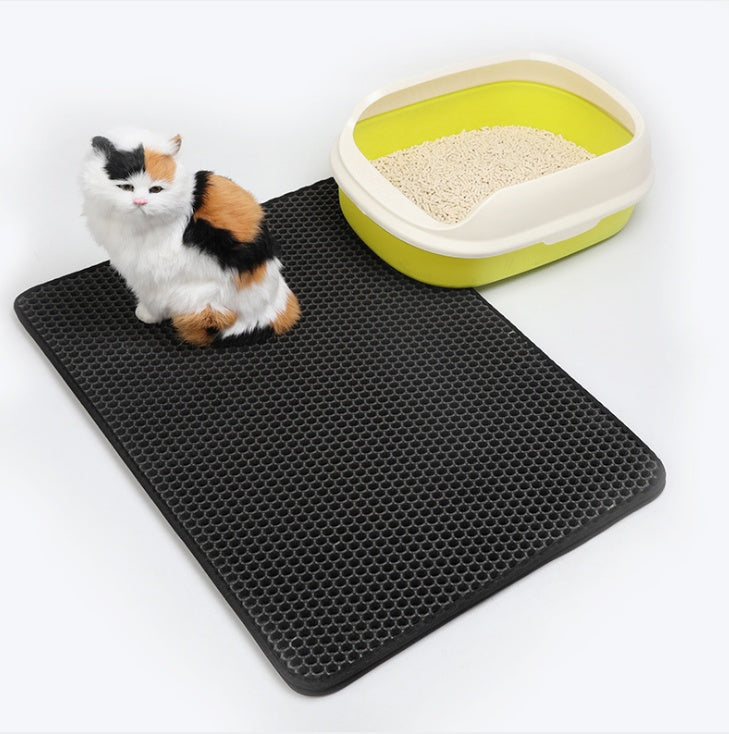 Pet Cat Litter Mat Pet Supplies EVA Double Cat Litter Mat - 0 - CJ - gray - L - CJJJCWMY00201 - gray - L - 45x60cm