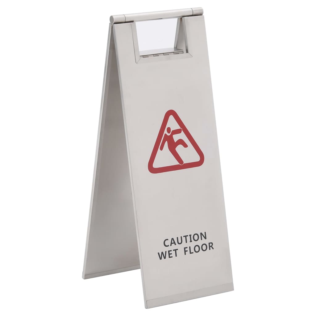 Warning Sign, Foldable, Caution: Slippery Surface, Stainless Steel - 5 - CJ