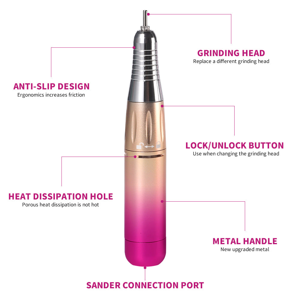 45000RPM Professional Nail Drills Kit With 6 Drill Bits, Portable Electric Nail Drill For Acrylic Nails Gel Polishing Removing, Rechargeable Nail File Machine For Manicure Pedicure Salon Home - 5 - CJ