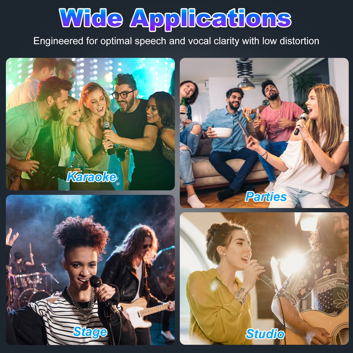 1Pc Handheld Wired Microphone Cardioid Dynamic Vocal Mic With On Off Button 13ft Cable 6.35 Mm Jack For Speaker Karaoke Ampilifier Mixer Professional Studio Live Performance - 5 - CJ