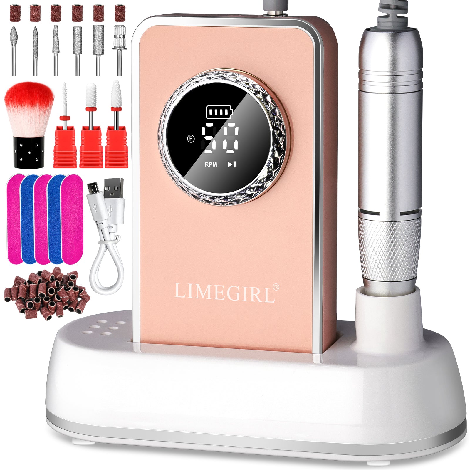 50000RPM Professional Electric Nail File Kit - Rechargeable Cordless Nail Drill For Acrylics Gel Nails, Portable E File Machine With 6 Bits For Home Salon Manicure Pedicure Care - 5 - CJ