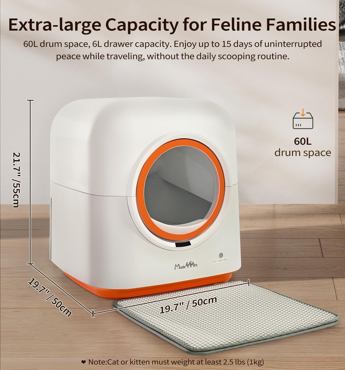 60L Automatic Cat Litter Box, Smart App Control, Deodorizing, Infrared Sensor, Suitable For Multiple Cats - 5 - CJ
