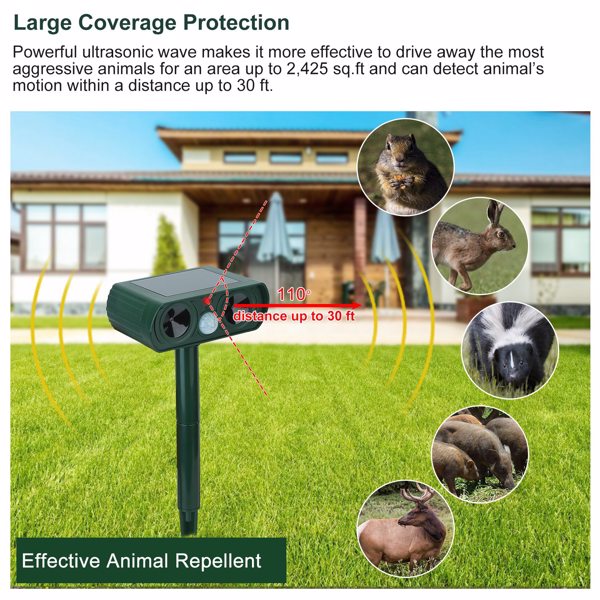 Ultrasonic Animal Repellent Solar Motion Sensor Repellent IPX4 Outdoor Waterproof Type, No Delivery On Weekends - 5 - CJ