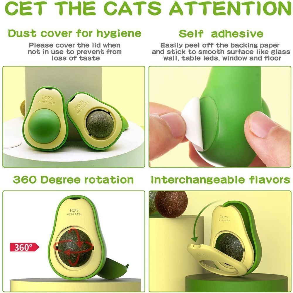 Cute Avocado Catnip Toys Cat Teeth Cleaning Toy Cat Supplies Catnip Mini Cat Treat Toys Interactive Pet Toys Pet Products Pet Avocado Ball Cute Funny Mint Cleaning Teeth Toy For Cat Supplies - 5 - CJ