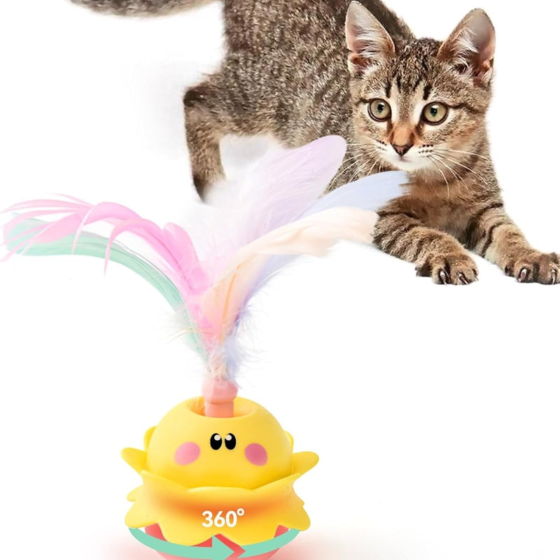 Interactive Automatic Cat Feather Toy, Rotating With LED Light, Rechargeable Electronic Chirping Toys For Indoor Cats. - 4 - CJ