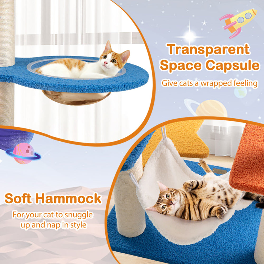 49 Inches Tall Cat Tree With UFO Top Perch Space Capsule And Sisal Scratching Posts - 5 - CJ