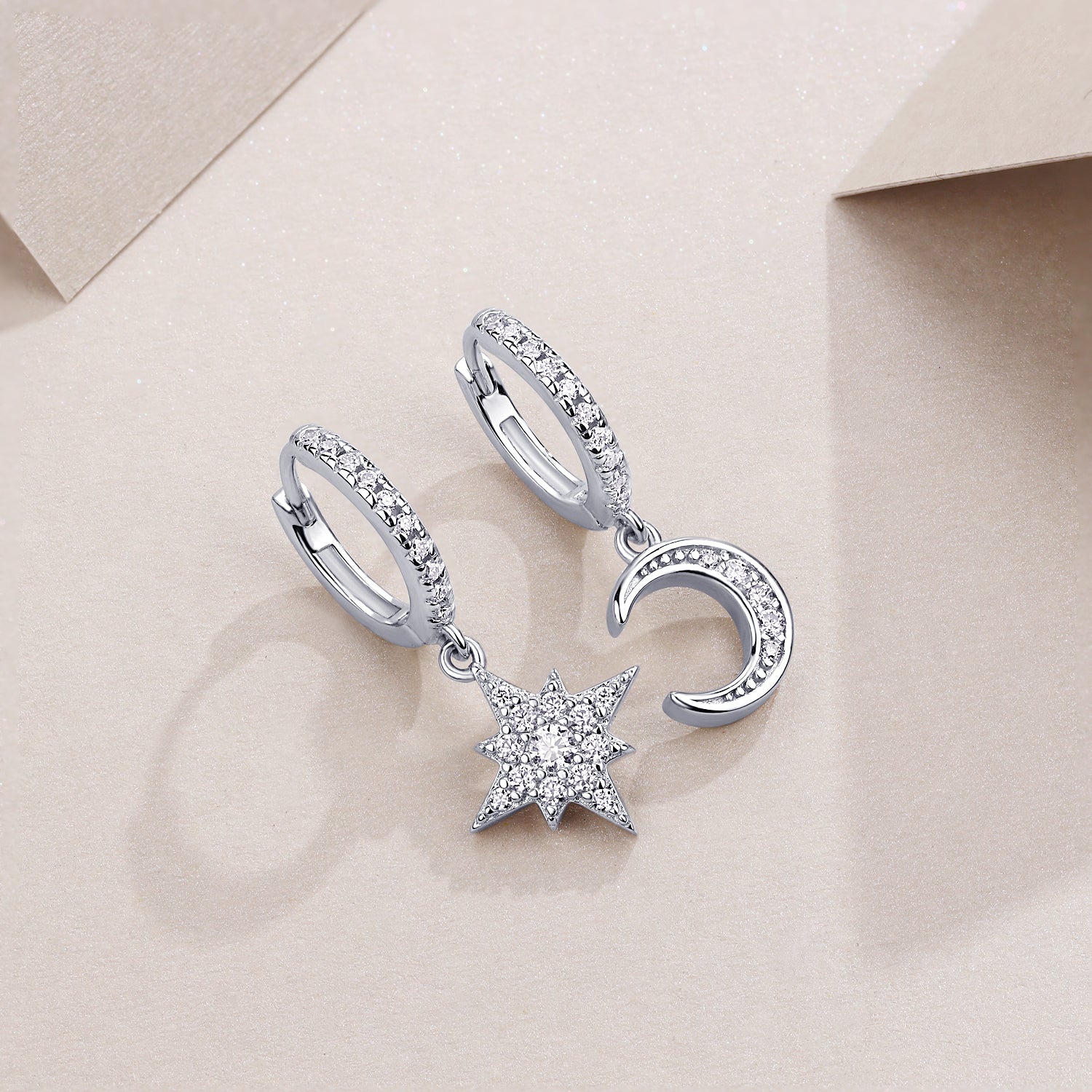 1Star And Moon Interdependent - Fashionable Earrings And Stud Jewelry Set With Moissanite S925 Sterling Silver And Platinum - plated Diamonds Prohibit TikTok sales - 5 - cjdropshipping