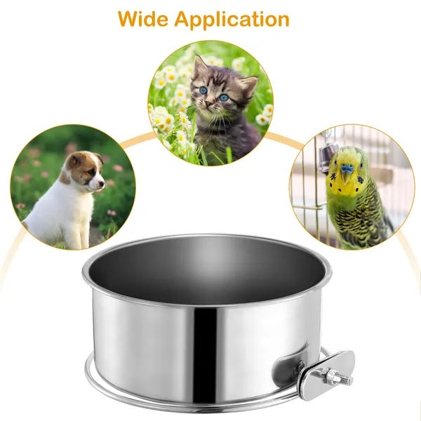 Detachable Pet Cage Food Water Bowl With Clamp Holder - 5 - CJ