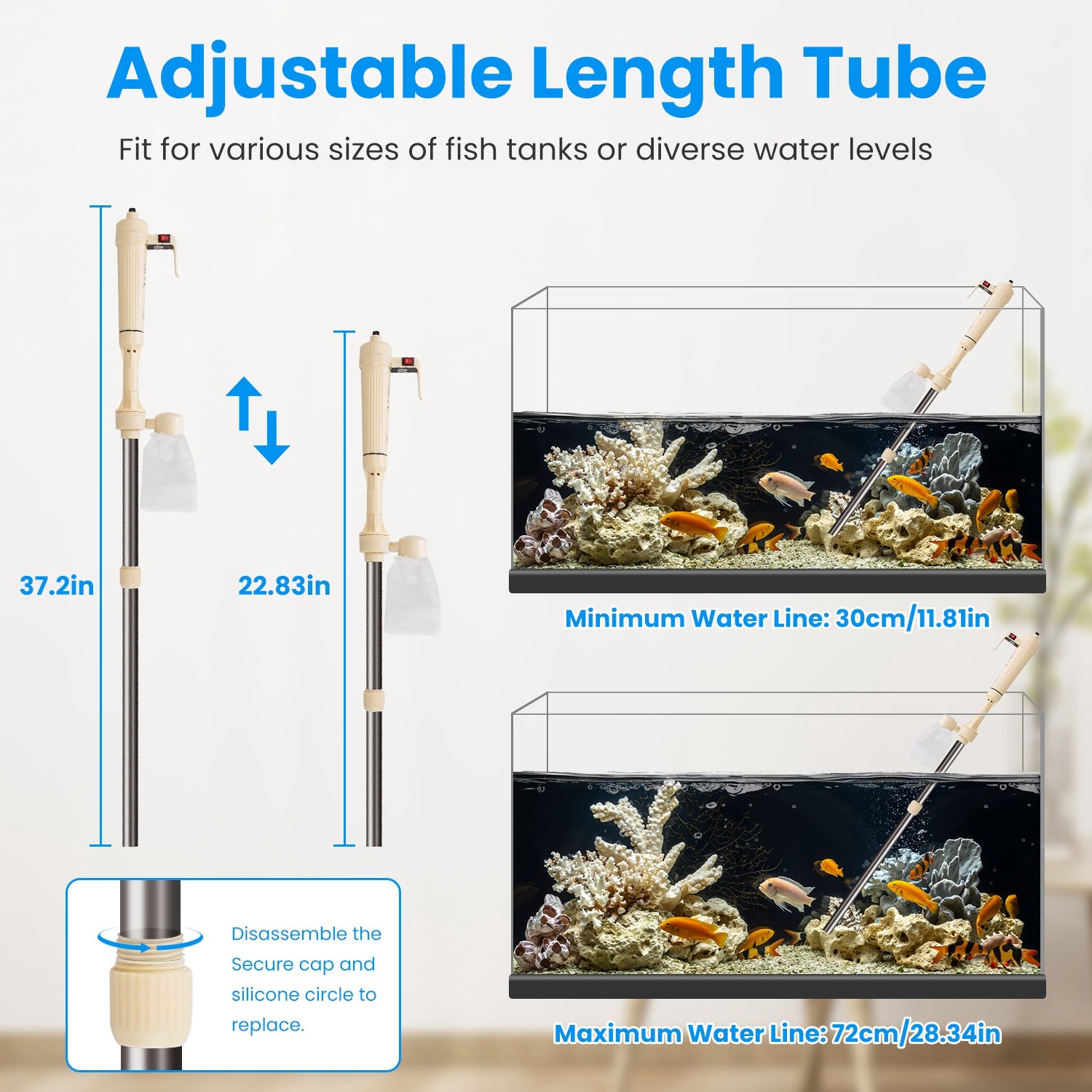 1 Set Multifunctional Electric Aquarium Gravel Cleaner Kit Length Adjustable Automatic Fish Tank Vacuum Cleaner Change Water Wash Sand Filter Dirt Removal - 5 - CJ