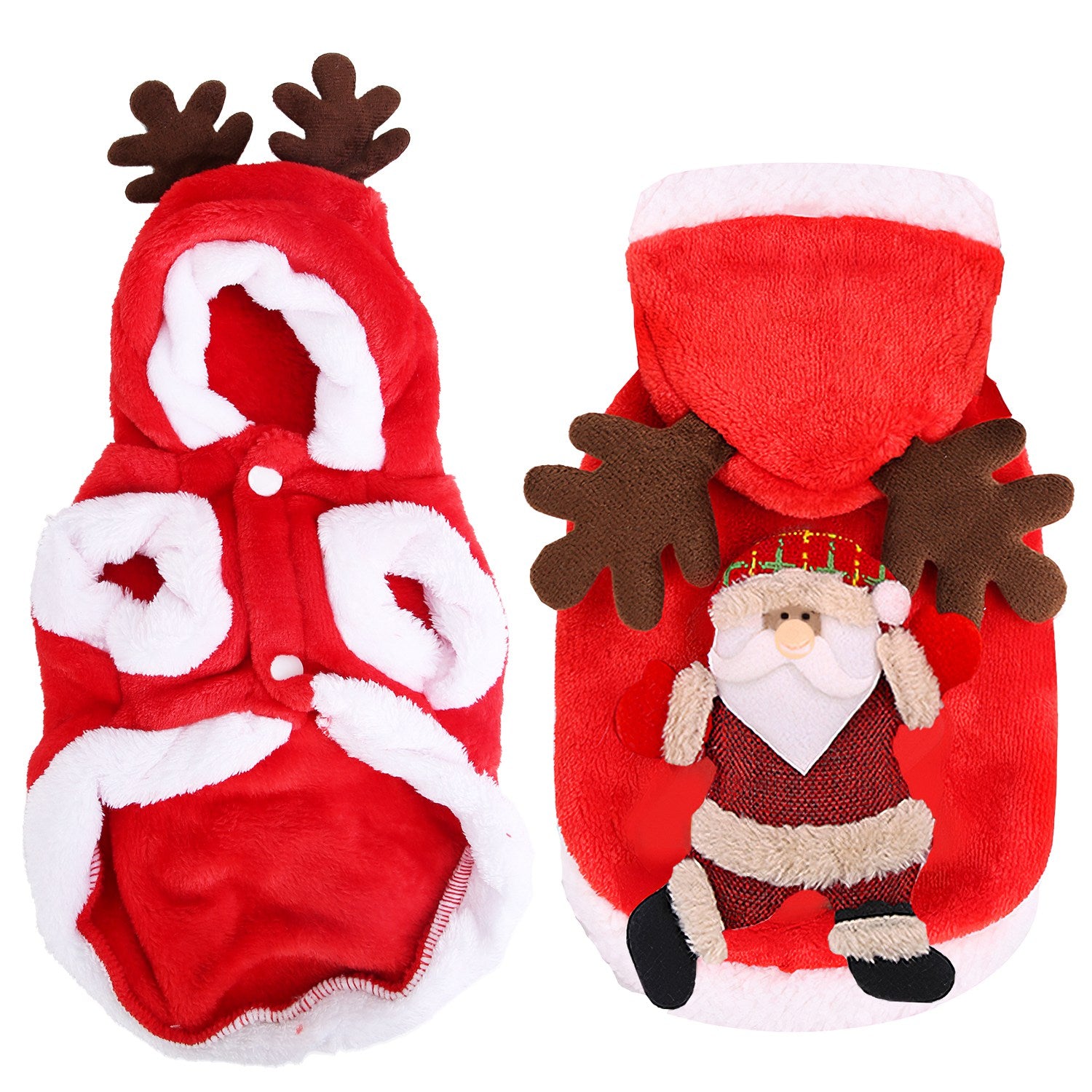 1Pc Pet Christmas Clothes Santa Claus Reindeer Antlers Costume Winter Outfit New Year Coat For Small Medium Dogs Cats - 5 - CJ