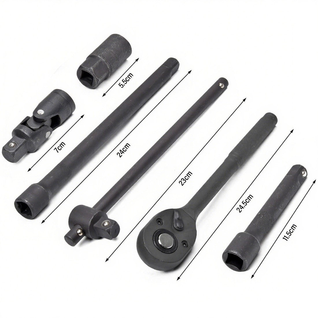 Heavy Duty 1&2 Ratchet Wrench Socket Set 8 - 32mm Metric Extension Bar Metal Case - 5 - cjdropshipping