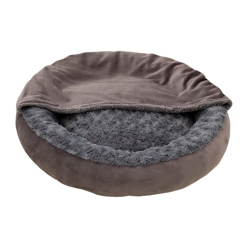 Four Seasons Pet Cushion Mat Round Large Cat Bed Kennel Thickened Flannel - 0 - CJ