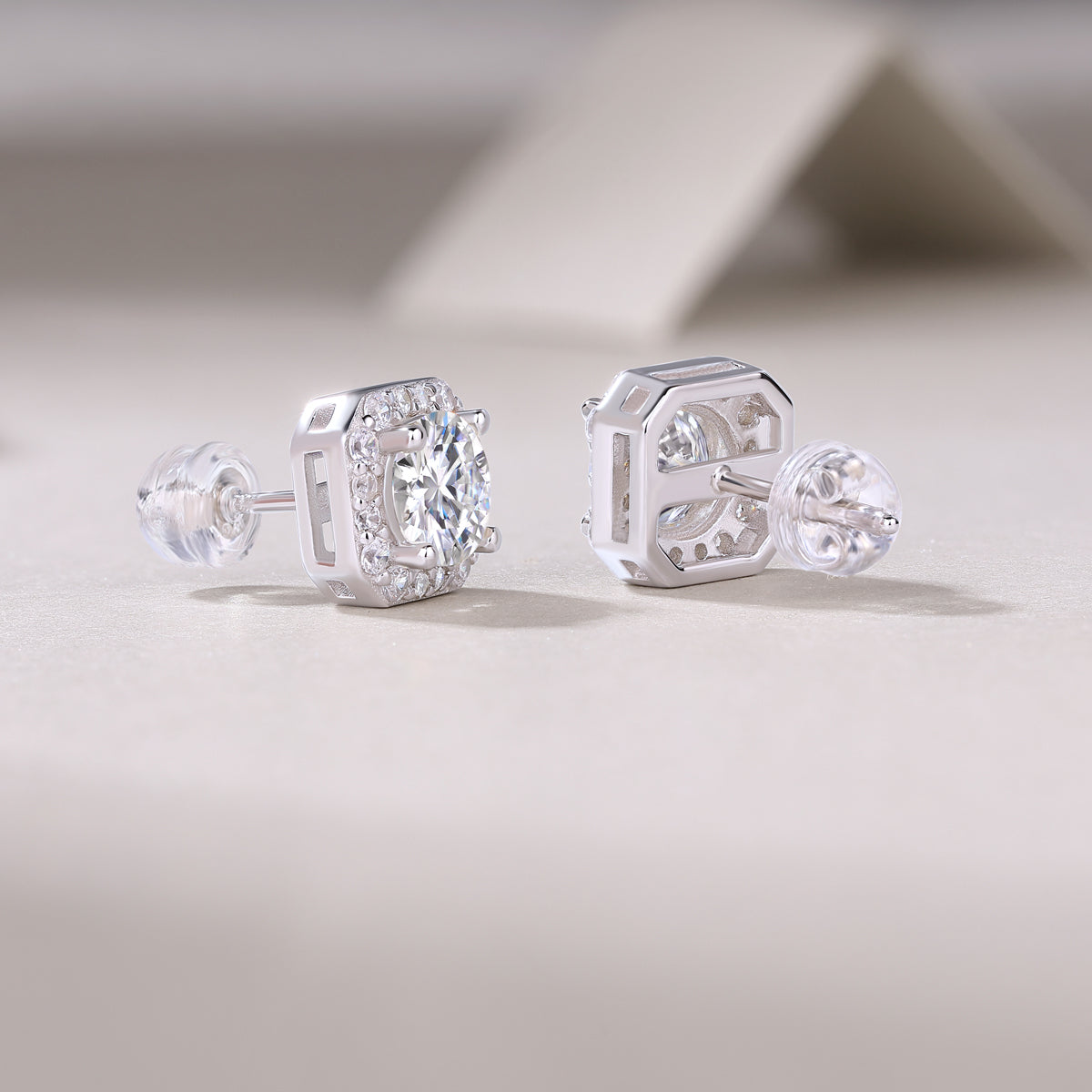 1Heart Rose Luxury Fashion Diamond Earrings Stud Set With Mosan Diamond Silver Ornaments Prohibit TikTok sales - 5 - CJ