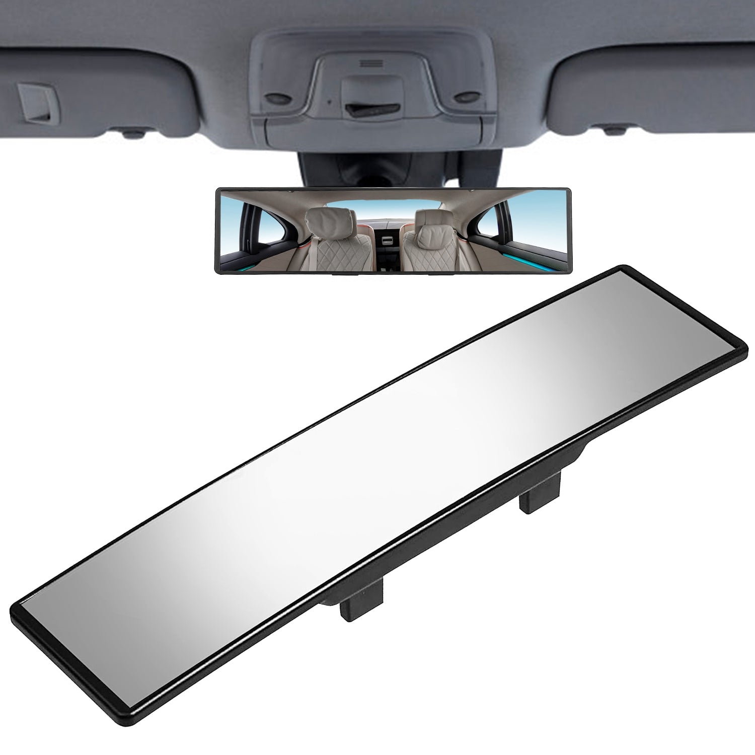Car Rearview Mirror 11.4in Interior Clip - on Curve Convex Panoramic Anti - glare Rear View Mirrors With Wide Viewing Range For Cars SUVs Trucks Vehicles - 5 - cjdropshipping
