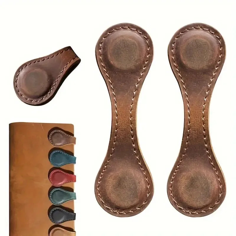 6 Handcrafted PU Leather Magnetic Bookmarks - Double - sided Retro Style, Bright Colors (red, Green, Brown, Blue, Black, Orange), Perfect For Gifts, Office Supplies, School Supplies, And Reading Accesso - 5 - CJ