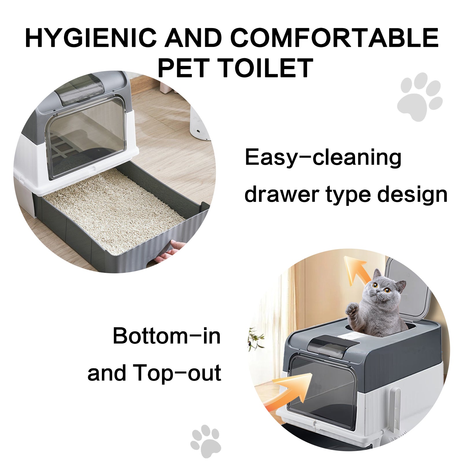 Super Large Capacity Cat Litter Box - Easy To Clean, Odorless, Leak Proof, Not Easy To Leak, Pull - out Design, Comfortable Toilet For Pets - 5 - CJ