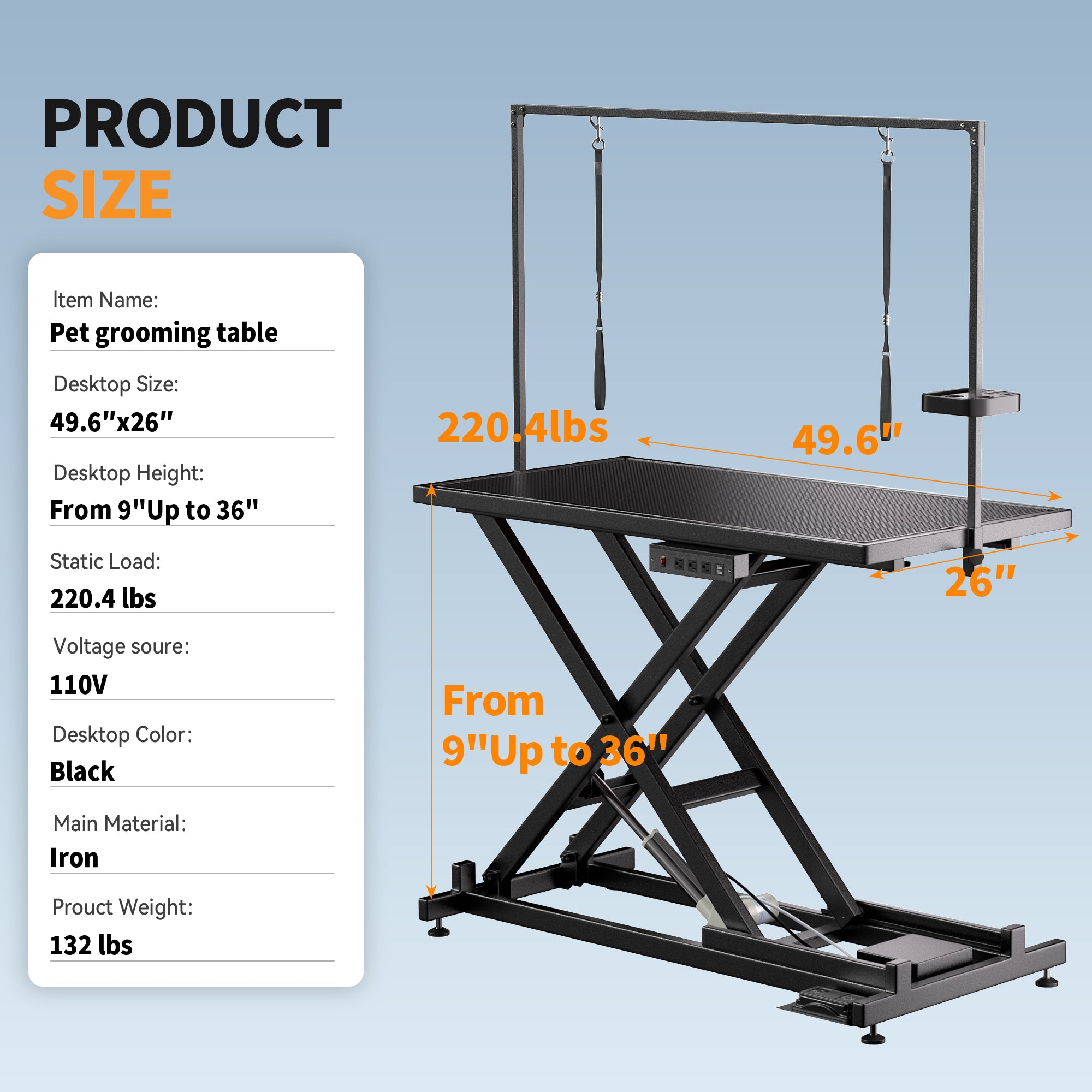 Height Adjustable Pet Grooming Table, Equipped With Leveling Wheels, Dog Grooming Arms, Anti Slip Tabletop, And Tool Organizer 50 Inches, Black, Prohibited Platform Temu - 5 - CJ