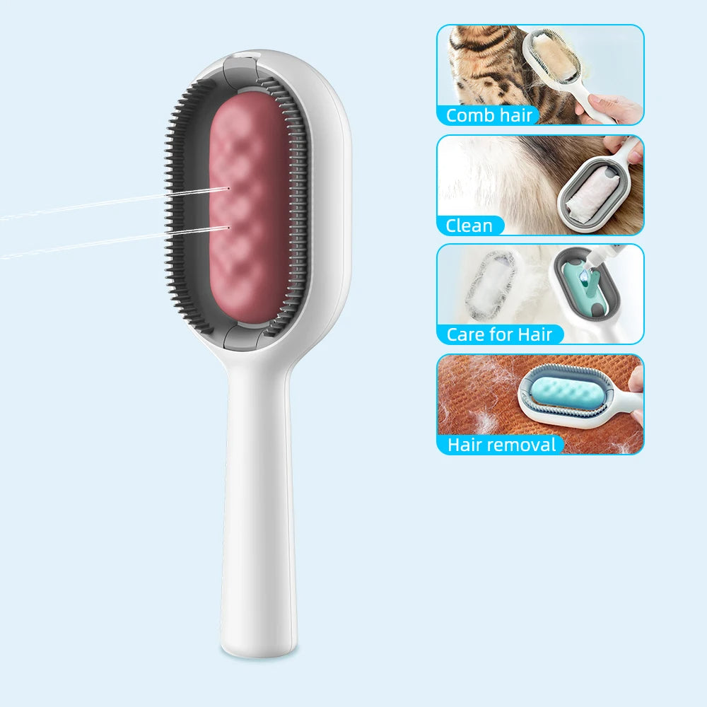 Cat Hair Brush With Water, Sticky Brush For Cats, 4 In - 1 Cat Grooming Brush Creative Update Cat Dog Grooming Comb With Water Tank Double - Sided Hair Removal Brush Kitten Pet Supplies Accessories - 5 - CJ