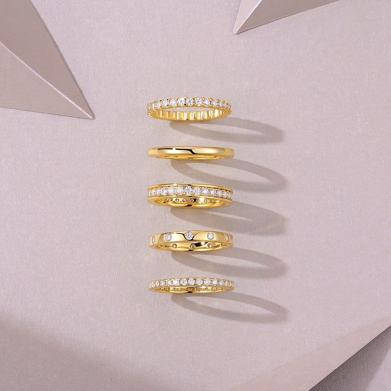 1Golden Stars - Fashionable Men’s And Women’s Ring And Ring Jewelry Set With Moissanite S925 Sterling Silver And Gold - plated Diamond Prohibit TikTok sales - 5 - CJ