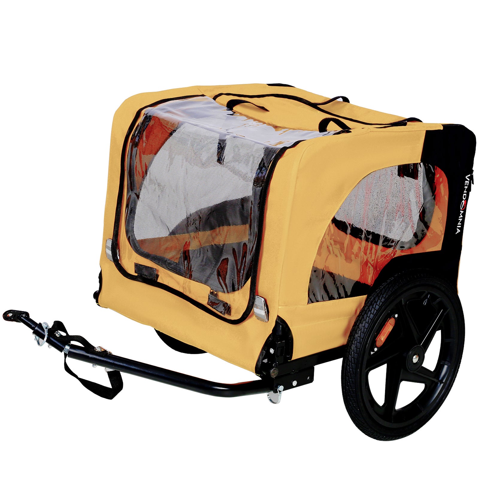 Yellow Outdoor Heavy Duty Foldable Practical Pet Stroller Dog Carrier With Bicycle Tow - 5 - CJ