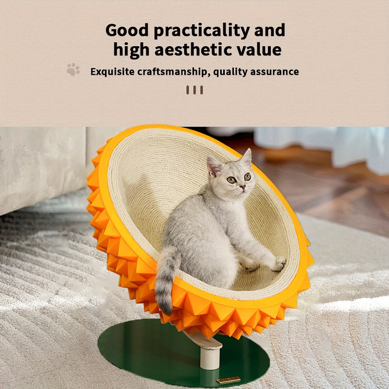 Durian Shape Cat Scratching Bed Cat House - Comfortable Sisal Rope Scratching Board With PVC Plastic Combination, 3 In 1 Cat Resting Bed - Suitable For Cat Claw Care, Cute And Sturdy Assembled Pet Fur - 5 - CJ