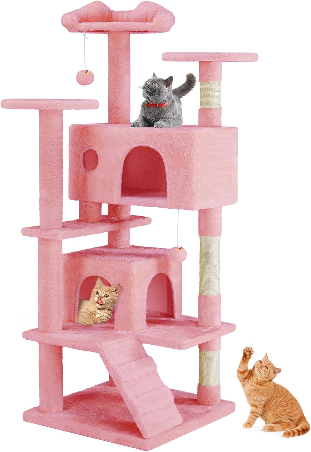 54 - Cat Tree Tower - Multi - level With Sisal Grab Post, Indoor Apartment With Ladder, Plush Toys, Rest And Play - 5 - CJ