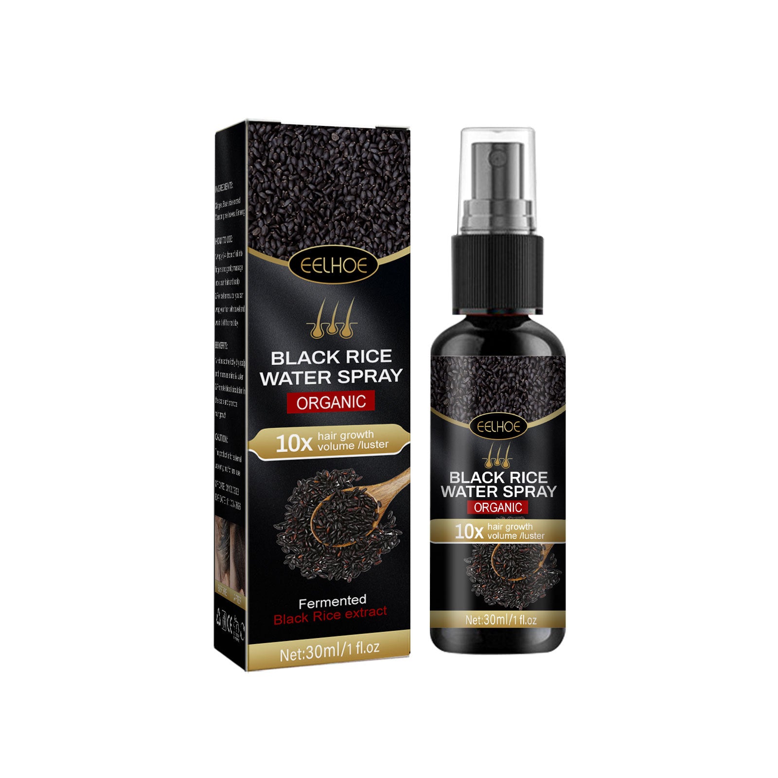 EELHOE Black Rice Hair Spray Strengthening & Dense Hair Moisturizing & Repairing Hair Roots Smoothing Hair Growth Spray - 5 - CJ