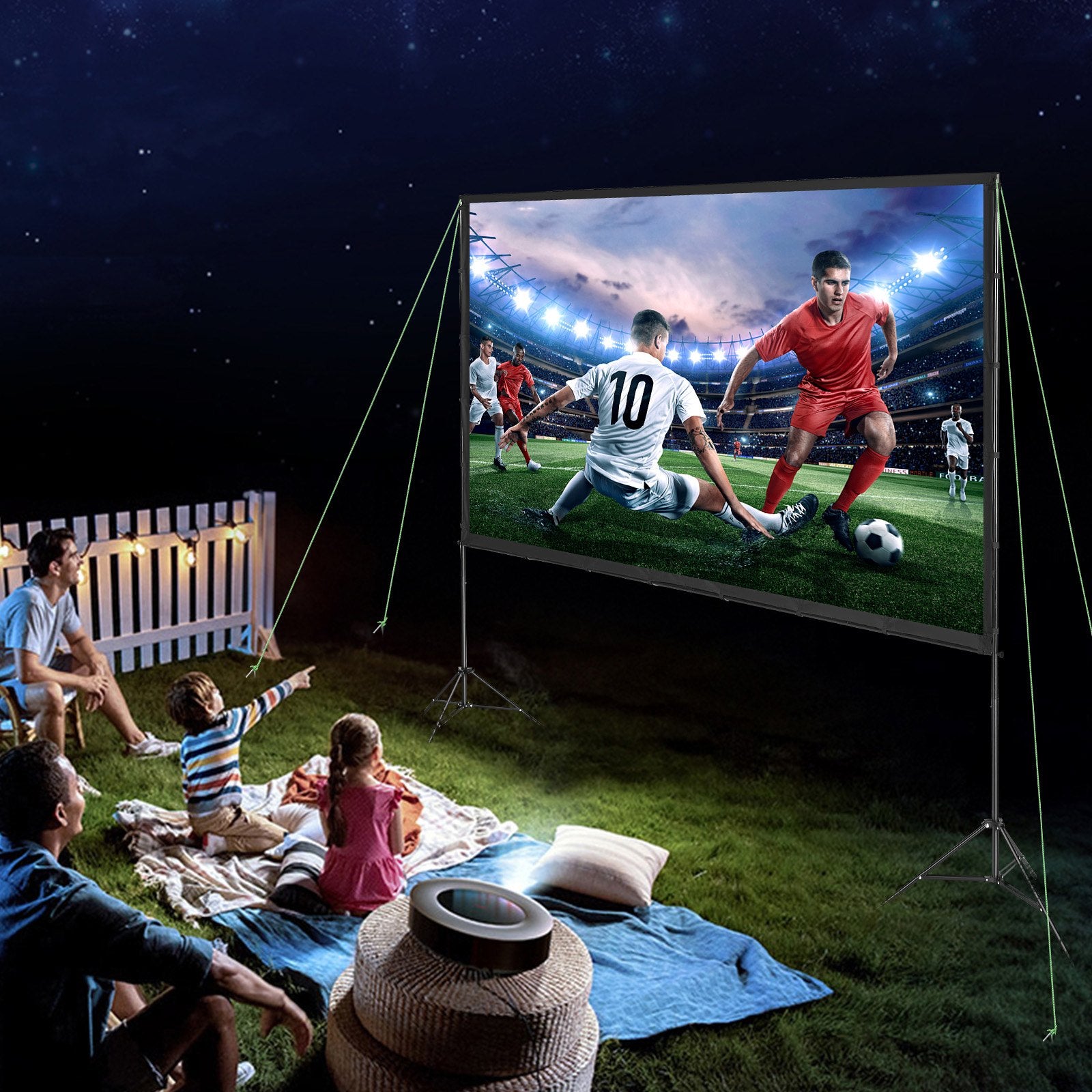 Projector Screen With Stand, 120 Inch 16:9 4K 1080 HD Outdoor Movie Screen With Stand, Wrinkle - Free Projection Screen With Tripods And Carry Bag, For Home Theater Cinema Backyard Movie Night - 5 - CJ