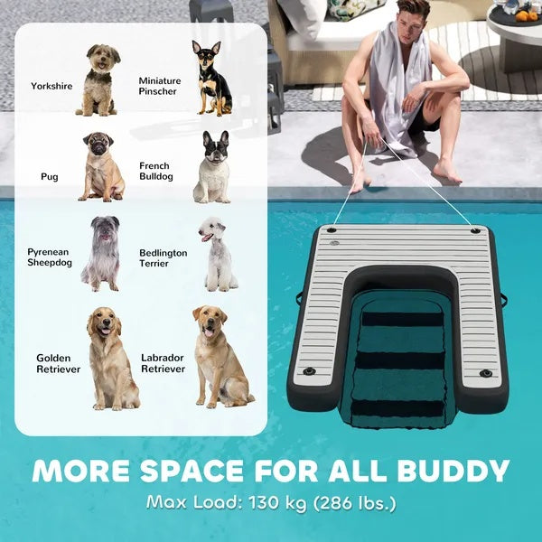 Inflatable Dog Boat Ramp Up To 286 Lbs, For Boat, Dock, Lake, Non - Slip, Safe & Easy - 5 - CJ